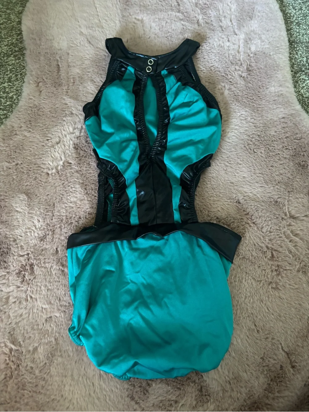 Teal dance leotard/costume with waist cut outs